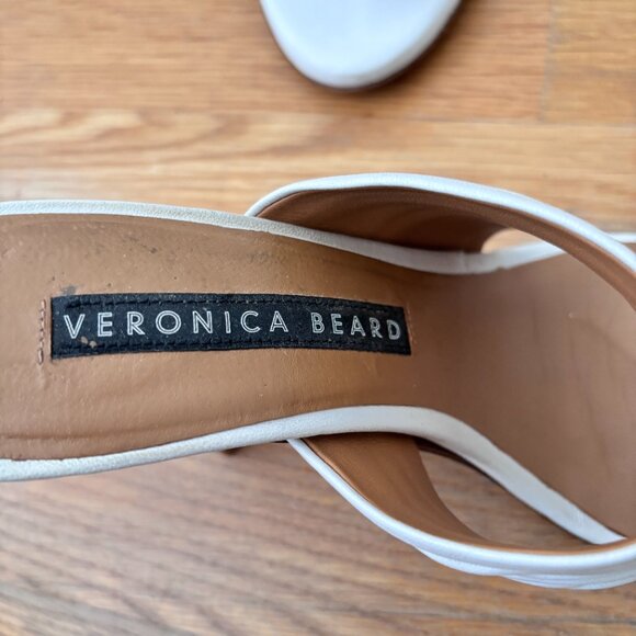 Veronica Beard Orla Napa Leather Sandals in Eggshell - Picture 8 of 10